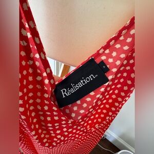 Réalisation Red Silk Midi Dress